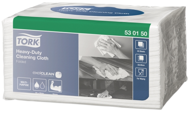 Aftørringsklud Tork Kraftig W8 1-Lag 385X320 Mm Hvid,8 X 45 Stk/Krt