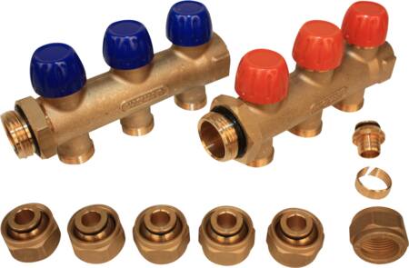 Wavin Tigris Verteilerset 1" 3-Wege Inkl. 20X2,0 Mm Pex Anschlussset
