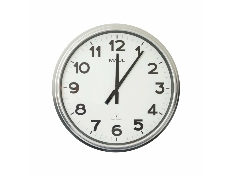 Maul 9056195, Væg, Radio-Controlled Clock, Rund, Sølv, Plast, Glas