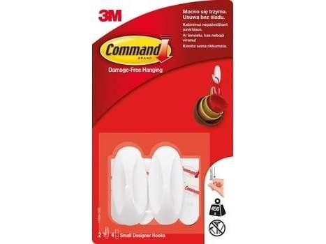 3M Command Genanvendelige Kroge 2 Kroge + 4 Styk. Smalle Strimler 17082....