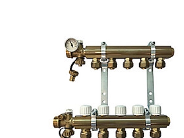 3/4 kompl 9K, gulvvarme - gulvvarme fordelerrør m. forudinds. 3/4x 9 kredse | VVS Artiklar - Uppvärmning - Golvvärme | GameStuff