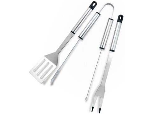 Mirpol Narzędzia do grilla stal nierdzewna widelec szczypce łopatka  3w1