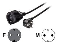Hama Profi - Forlængerkabel Til Strøm - Power Cee 7/7 (Hun) Til Power Cee 7/7 (Han) - 3 M - Formet - Sort