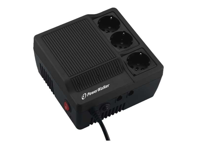 Powerwalker Avr 600 - Automatisk Spänningsregulator - Ac 220/230/240 V - 360 Watt - 600 Va - Utgångskontakter: 3 - Svart