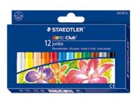 STAEDTLER Noris Club Jumbo - Färgkrita - oljepastell - blandade färger (paket om 12) | Skola & Hobby - Solida färger - Färgkritonger för skolanvändning | GameStuff