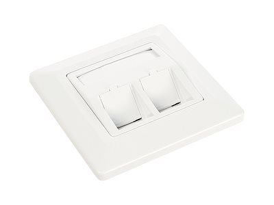 Solarix Sx9-2-0-Wh - Planforsænket Stikdåse - Hvid - 1-Gang - 2 Porte