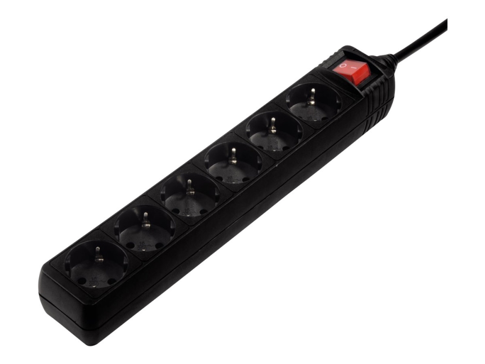 Hama Distribution Panel 6-Way 45° With Switch - Stikdåse - Ac 230 V - Output-Stikforbindelser: 6 - 1.4 M Ledning - Sort (Pakke Med 15)