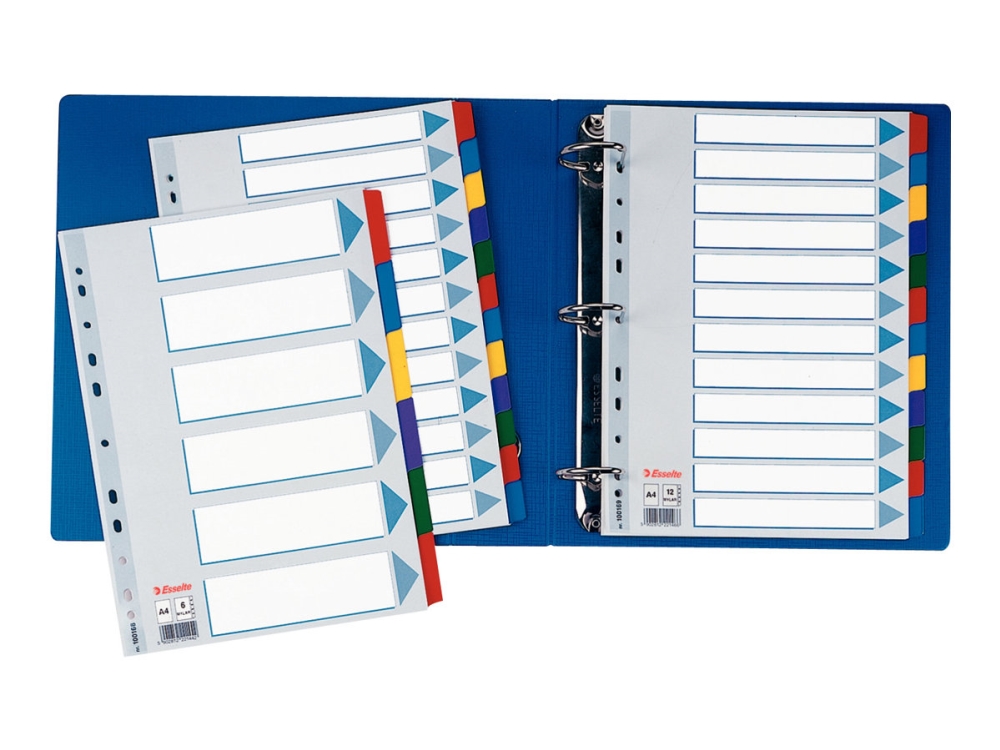 Esselte - Deler - 6 Dele - For A4 (210 X 297 Mm) - Med Faneblade - Hvid