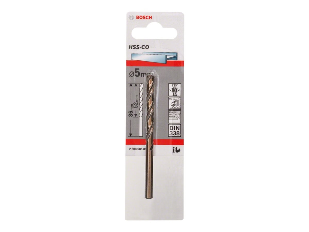 Bosch Hss-Co - Borebit - Twist-Bit - 5 Mm - Cylindrisk - Længde: 86 Mm