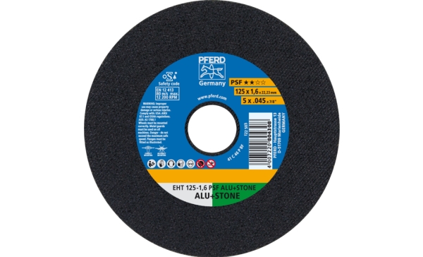 PFERD EHT 125-1,6 PSF ALU+STONE 61819021 Leikkuukiekko suora 125 mm 22,23 mm 25 kpl Alumiini, värimetallit, titaani, titaaniseos, valurauta, kestomuovit , kivi,