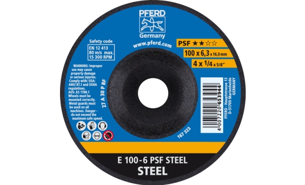Pferd E 100-6 Psf Steel/16,0, Metal, 15300 Rpm, 10 Cm, 6,3 Mm, 10 Stk