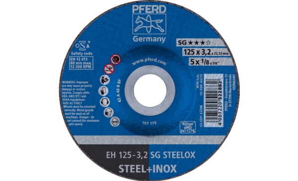 Pferd Eh 125-3,2 Sg Steelox, Stål, Rustfrit Stål, Pferd, 12,5 Cm, 12200 Rpm, 25 Stk