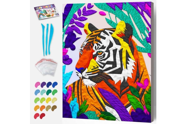 Lehmgemälde Auf Leinwand 30X40cm, Tiger
