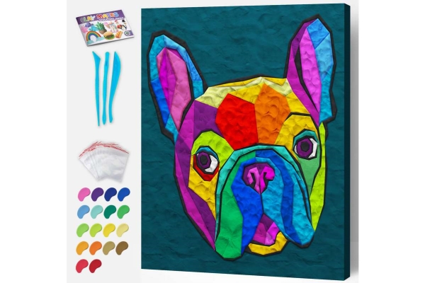 Clay Painting På Lærred 30X40cm, Fransk Bulldog