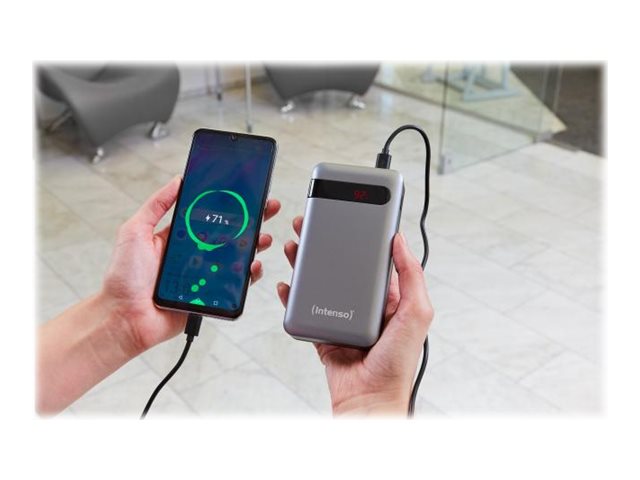 Intenso Powerbank Pd10000 - Powerbank - 10000 Mah - 3 A - Qc 3.0 (24 Pin Usb-C) - På Kabel: Usb-C - Sort