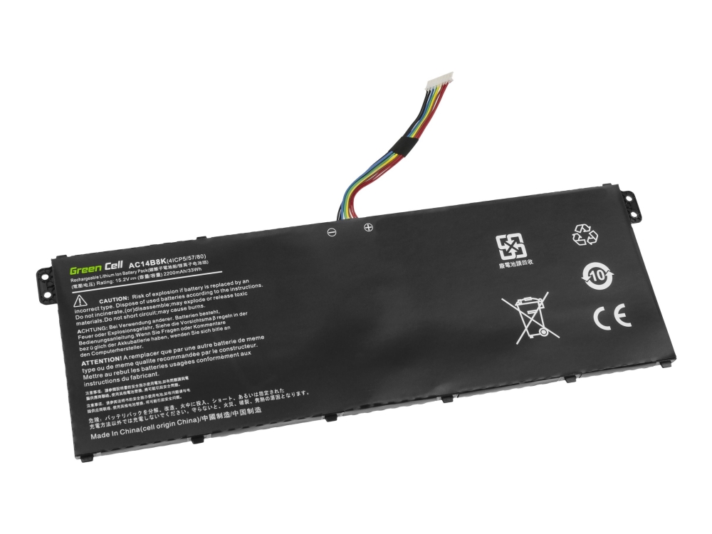 Green Cell Batteri För Barbar Dator Likvardigt Med: Acer Ac14b3k Acer Ac14b8k Litiumpolymer 4 Cells 2200 Mah Svart För Acer Aspire 5 A