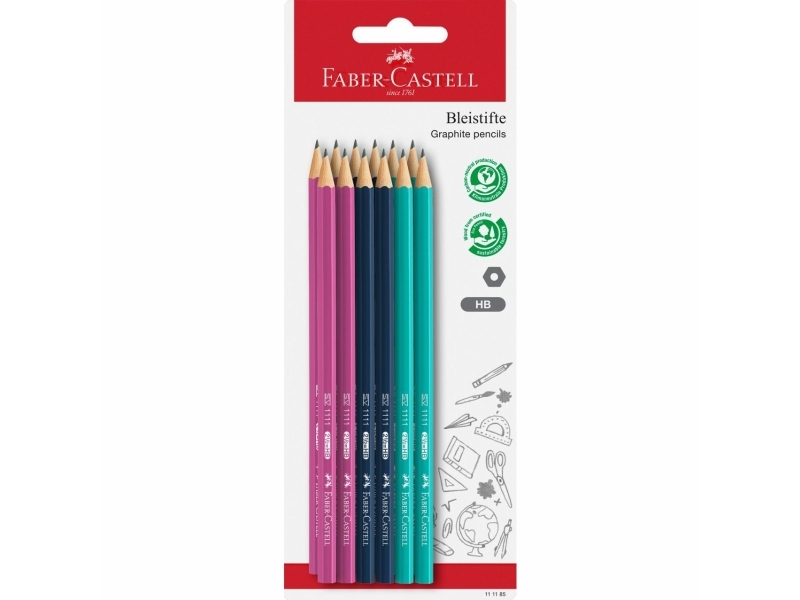 Faber-Castell 111185, Hb, Flerfarvet, Kunst, Grafisk Tegning, Hobby, Kontor, Skole, Technical Drawing, Tyskland, Blister, 12 Stk