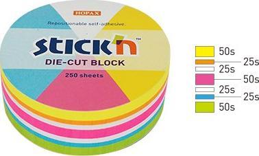 Stickn Notes-hjul, 67x67mm, mix 5 farver neon+hvid, 250 kort Stickn 21830