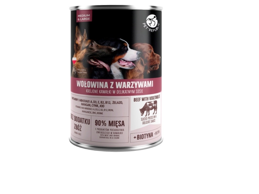 PET REPUBLIC Adult Medium & Large Beef with vegetables - vådt hundefoder - 1250g
