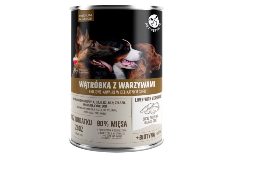 PetRepublic vådfoder til hund - Lever med grøntsager 1,25 kg (Adult Medium & Large)