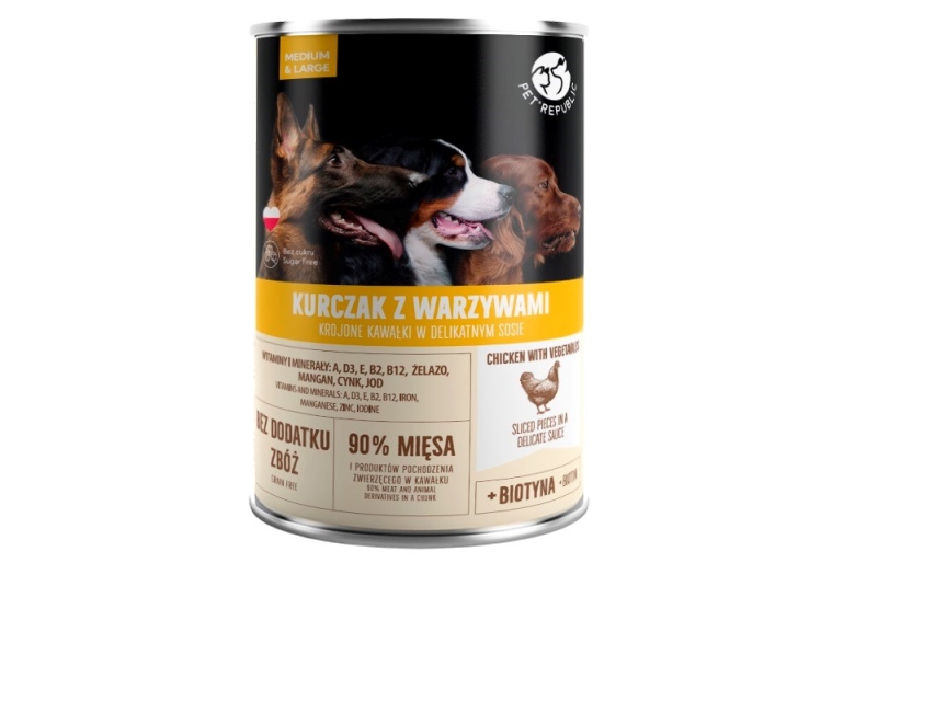 Pet Republic vådfoder til voksne mellem & store hunde - kylling med grøntsager 1.250 g