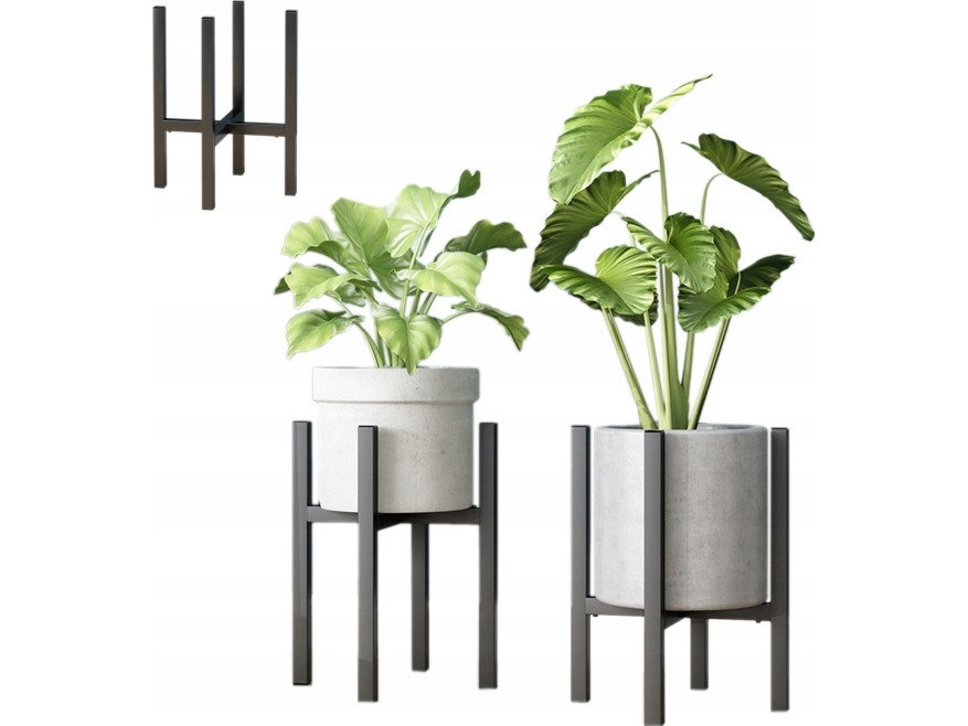 Strado Säädettävä metallinen kukkateline PILLAR (musta)