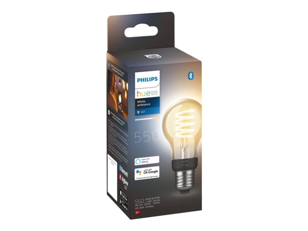 Philips Hue White Ambiance Led Glödlampa Med Filament Form: A60 Klar Finish E27 7 W Motsvarande 40 W Klass G Varmt Till Kallt Vitt Lj