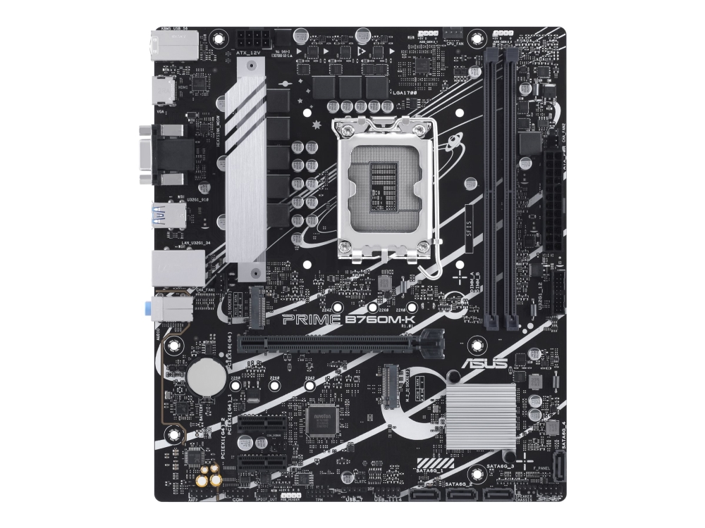 Asus Prime B760m-K - Moderkort - Micro Atx - Lga1700-Uttag - B760 Chipuppsättning - Usb 3.2 Gen 1 - 2.5 Gigabit Lan - Inbyggda Grafiken (Cpu Krävs) - Hd-Ljud (8 Kanaler)