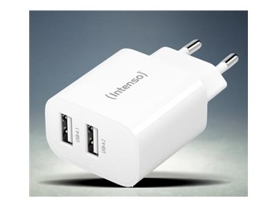 Intenso W24AA - Strömadapter - 24 Watt - 2,4 A - 2 utgångar (USB) - vit | Tele & GPS - Batteri & Laddare - Laddare | GameStuff