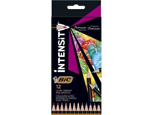 BIC Intensity Premium, Svart, Blå, Brun, Grön, Ljusblå, Orange, Rosa, Lila, Röd, Violett, Vit, Gul, 12 styck | Skrivredskap - Blyertspennor & pencils - Blyertspennor | GameStuff