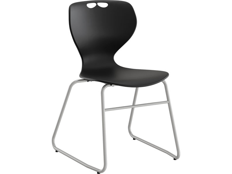 Tarris tuoli, punainen istuin ja alumiininharmaa suljettu runko