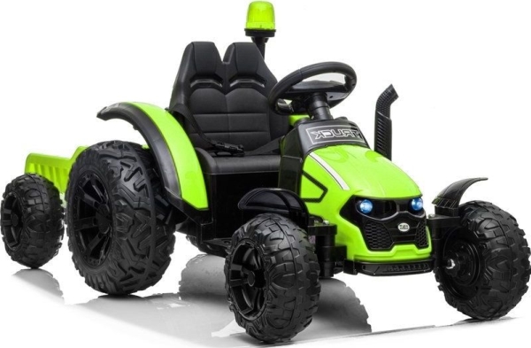 Lean Cars Elektrisk barntraktor HZB-200 med släp, grön | Utomhusleksaker - El & Bensinfordon - Elbilar för barn 6V | GameStuff