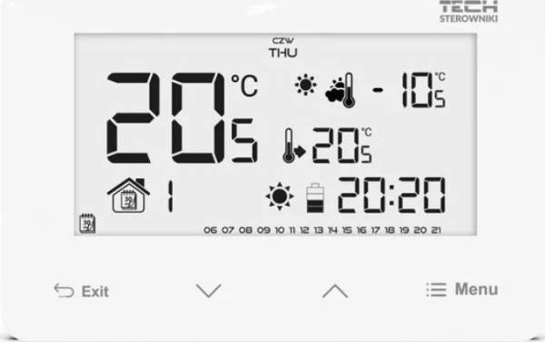 Tech Trådløs Rumtermostat St293v3 2-Vejs (Frontplade I Glas) Hvid