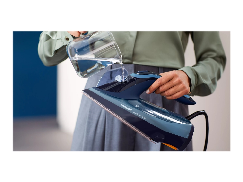 Philips Azur 8000 Series Dst8020 - Dampstrygejern Med Automatisk Afbrydelse - Såleplade: Steamglide Elite - 3000 W - Lyseblå