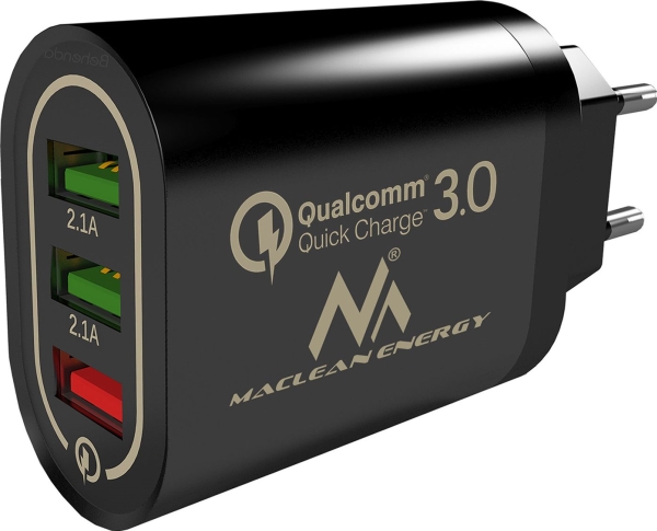 Maclean Charger Maclean Mce479 B Qc 3.0 3Xusb Charger Black