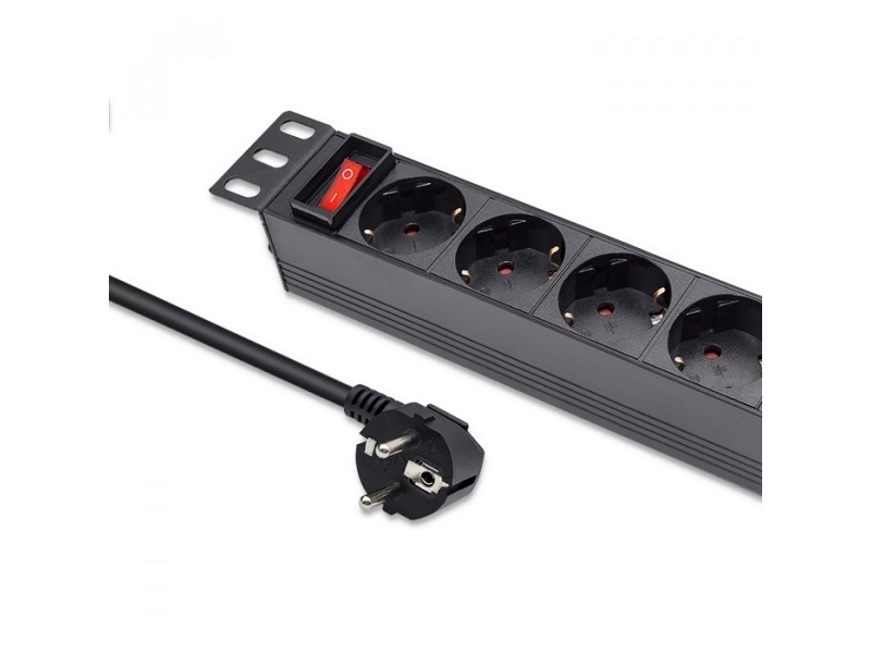 Qoltec Strømskinne I Aluminiumpdu Torack 10'' | 1U | 16A |4Xschuko | 1,8M