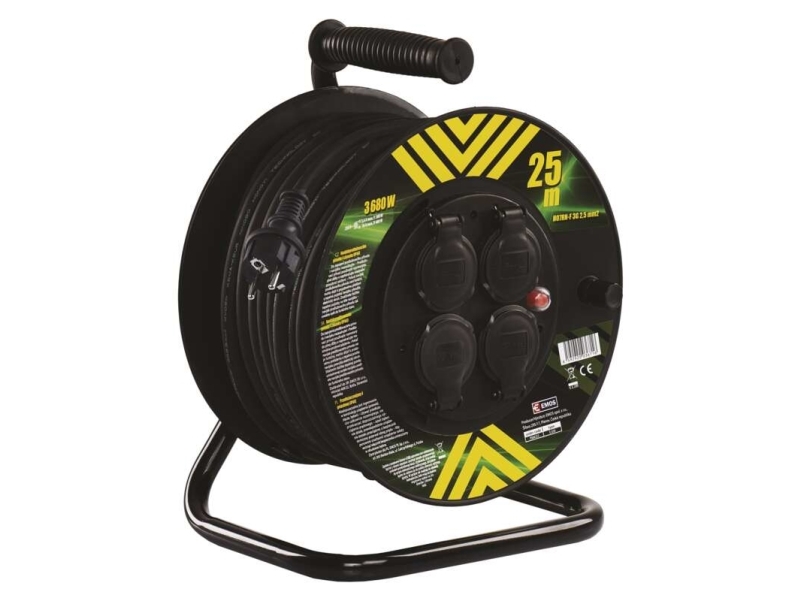 Emos P084253, 25 M, Drinnen/Draußen, Ip44, Polyvinylchlorid (Pvc), Schwarz, 4 Ac-Ausgänge