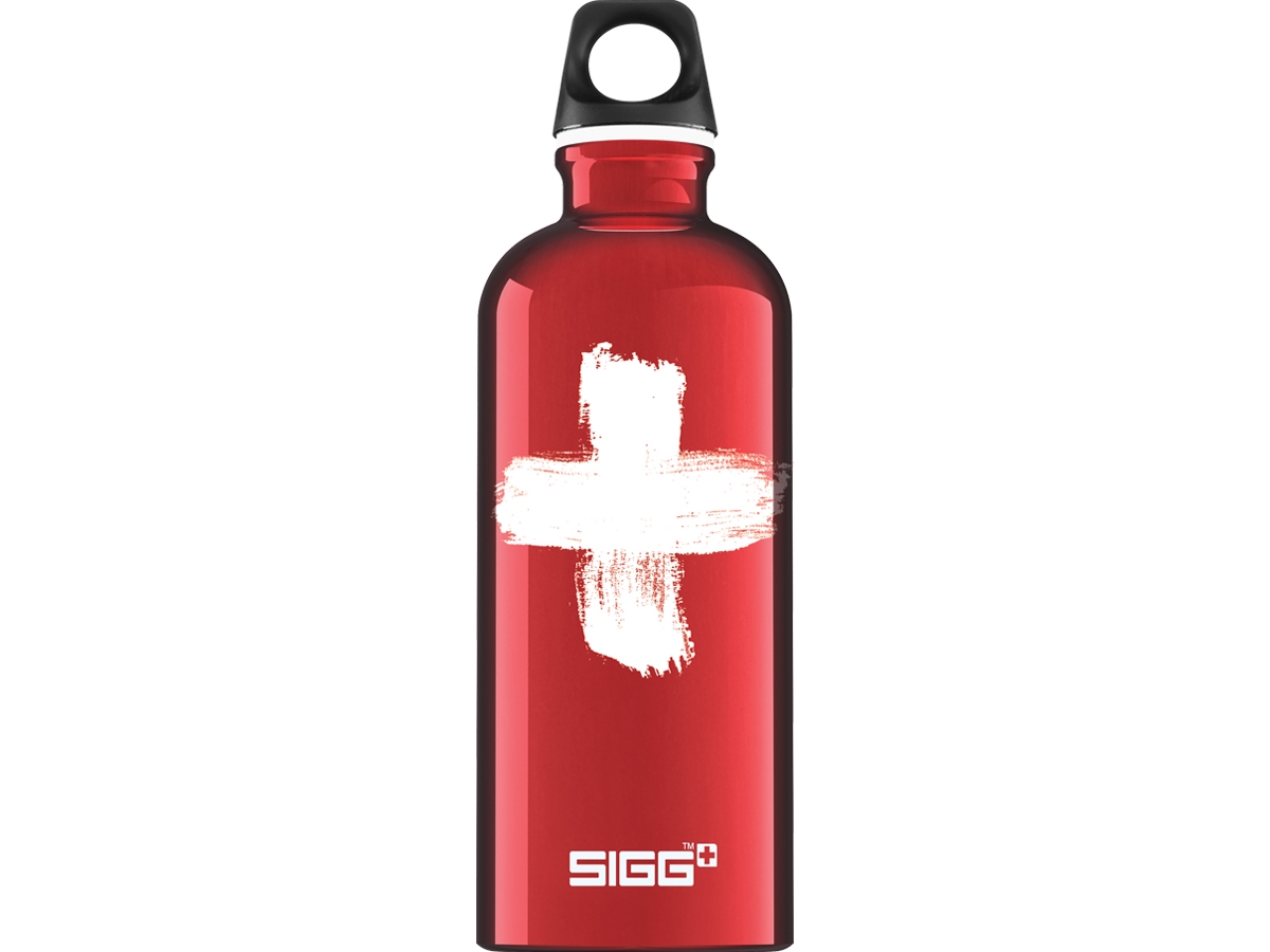 SIGG Swiss, 600 ml, Vandring, Rød, Aluminium, Skruelåg, Sort
