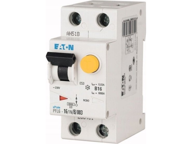 Eaton Hpfi/Ahpfi-Jordfejlafbryder 1P+N 25A 0,3A Type Ac Pfl6-25/1N/C/03 286489