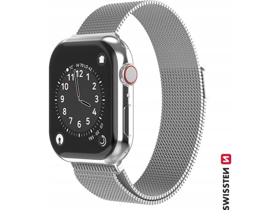 Swissten Mesh-Urrem Til Apple Watch 38-40 Mm Sølv
