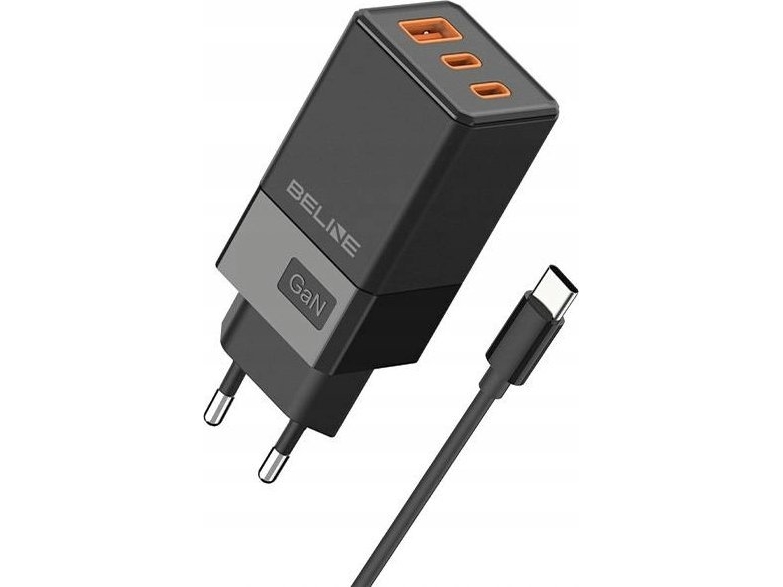 Beline 65W Gan Netzteil Mit 2X Usb-C Pd 3.0 + 1X Usb-A Qc 3.0 + Usb-C-Kabel - Schwarz