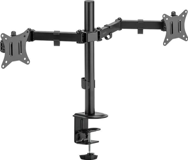 Logilink Doppel-Monitorarm, Armlänge: 376 Mm, Schwarz Mit Tischklemme, Tragkraft: Je 9 Kg, Aus Schwarzem Stahl, - 1 Stück (Bp0172)