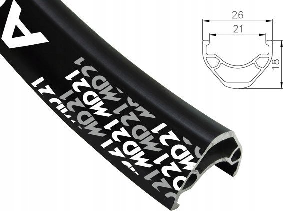 Alexrims Mtb-Hjulfælg Md21 26"X32 Huller Tubeless Ready, H.Tarczowy Kapslet Sort (New)