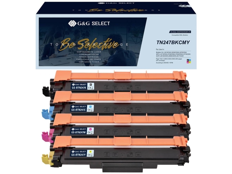 G&G Tonere Erstatter Brother Tn-247Cmyk Kompatibel Kombi-Pakke Sort, Cyan, Magenta, Gul Tn-247Bk/Tn-247C/Tn-247M/Tn-247Y Gs-B247-4P