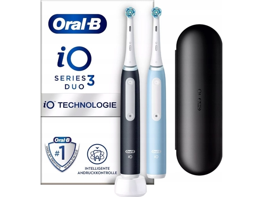 Oral B iO 3 Black & Blue Electric Toothbrushes Designed By Braun