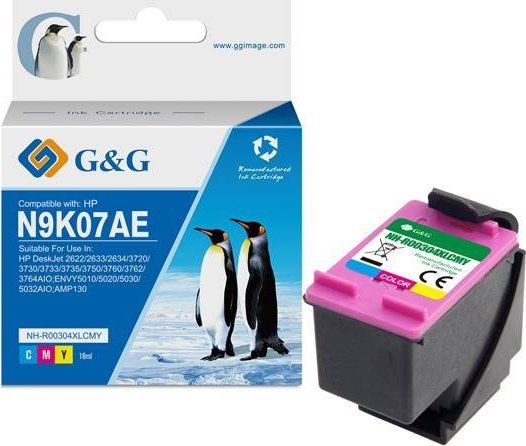 G&Amp G G&Amp G Kompatibel Blæk/Farve Med N9k07ae, Hp 304Xl, Cmy, 18Ml, Ml Nh-Rc304xlcmy, Til Hp Deskjet 3720, 3730, 3732, 3752, 3758, 3755,