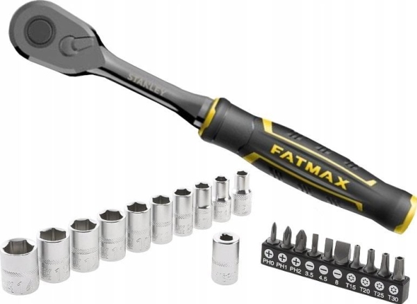 Stanley Sæt Skruenøgler 22 Dele 1/4" Toppe + Bits