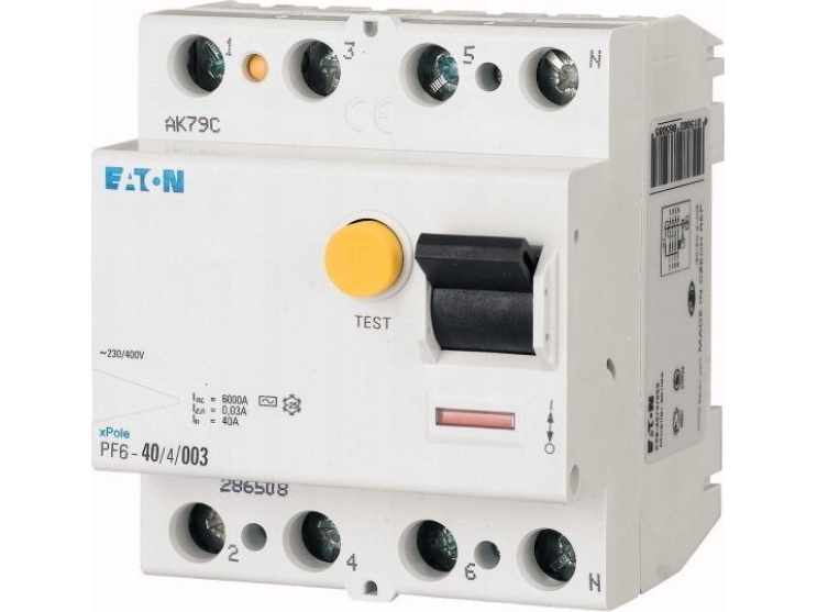 Eaton Residual Current Circuit Breaker 4p 63a 0.5a Type Ac Pf6 63/4/05 286515