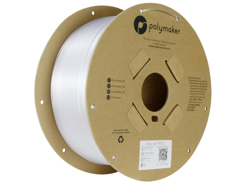 Polymaker Pb01044 Petg Filament Wärmebeständig, Hohe Zugfestigkeit 1,75 Mm 3000 G Klar Polylite (1 St.)