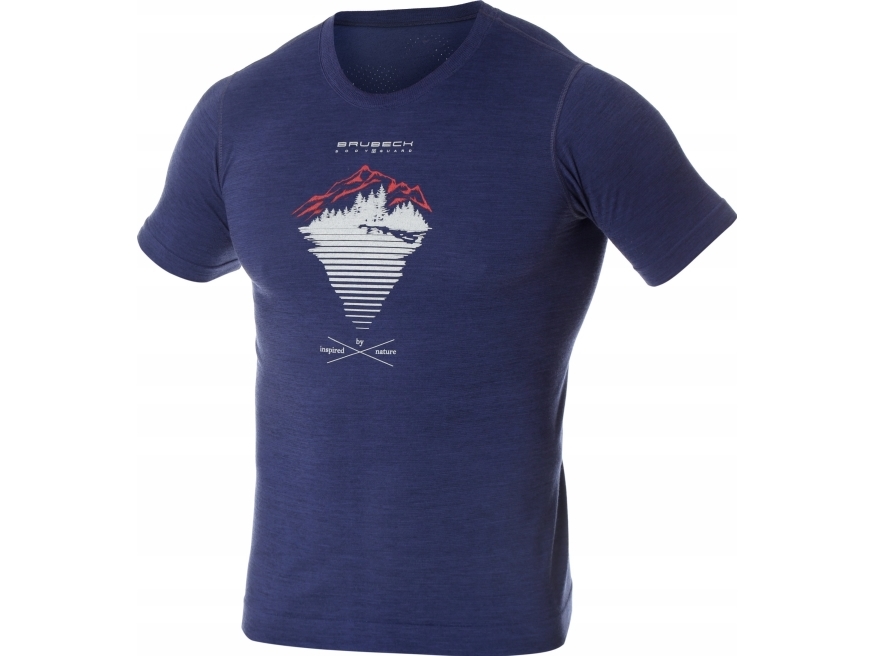 Brubeck Ss12650a Kortærmet T-Shirt Til Mænd Outdoor Wool Pro Mørkeblå Xxl - Top Of The Line 2